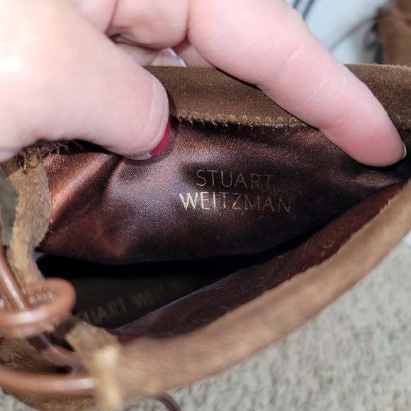STUART WEITZMAN BROWN SUEDE HEELED BOOTIES, SZ 9.5 / 40 EUR - Picture 15 of 16
